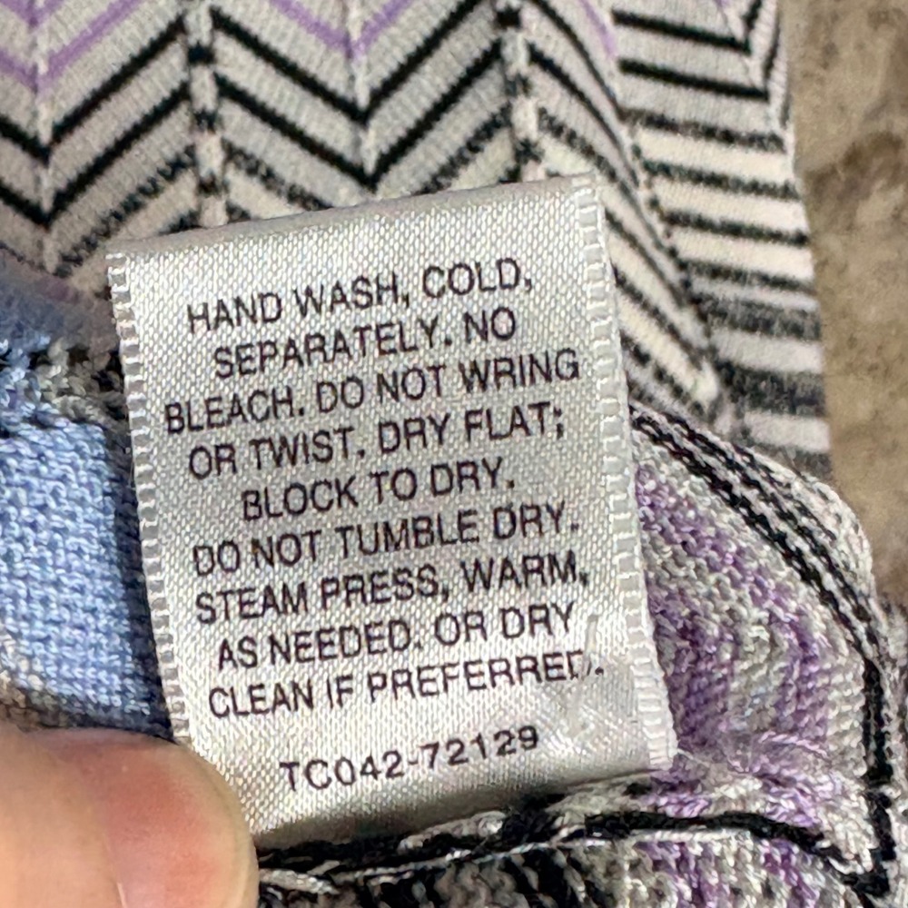 Pendleton Silk Cotton Chevron Zigzag Cardigan Sweater Blue Purple XL One Button - Picture 5 of 8